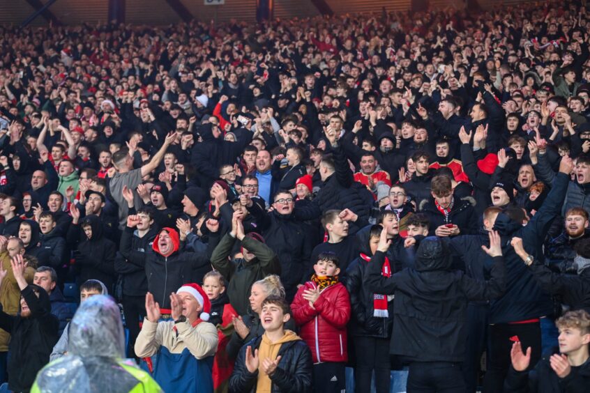 Crowd of Dons fans in the stand.