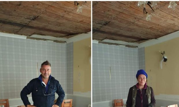 Des and Sinead Thomson, owners of The Osprey Hotel in Kingussie were devastated to return home to find the premises destroyed. Image: Des and Sinead Thomson/ GoFundMe.