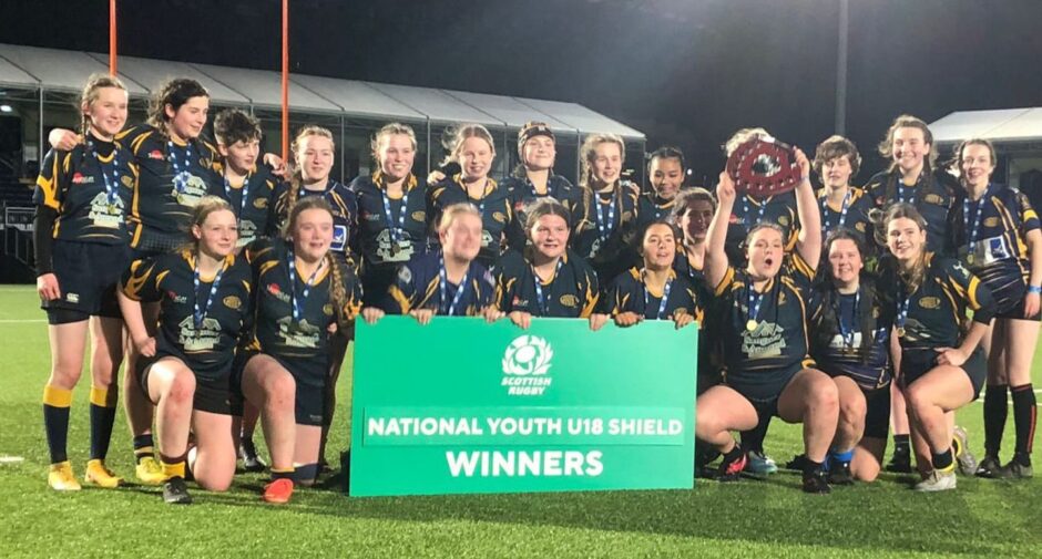 Garioch Rugby Club's under-18 girls saw off Dumfries Saints to be crowned National Youth Shield champions at Hive Stadium in Edinburgh. Image: Gary Heatly.