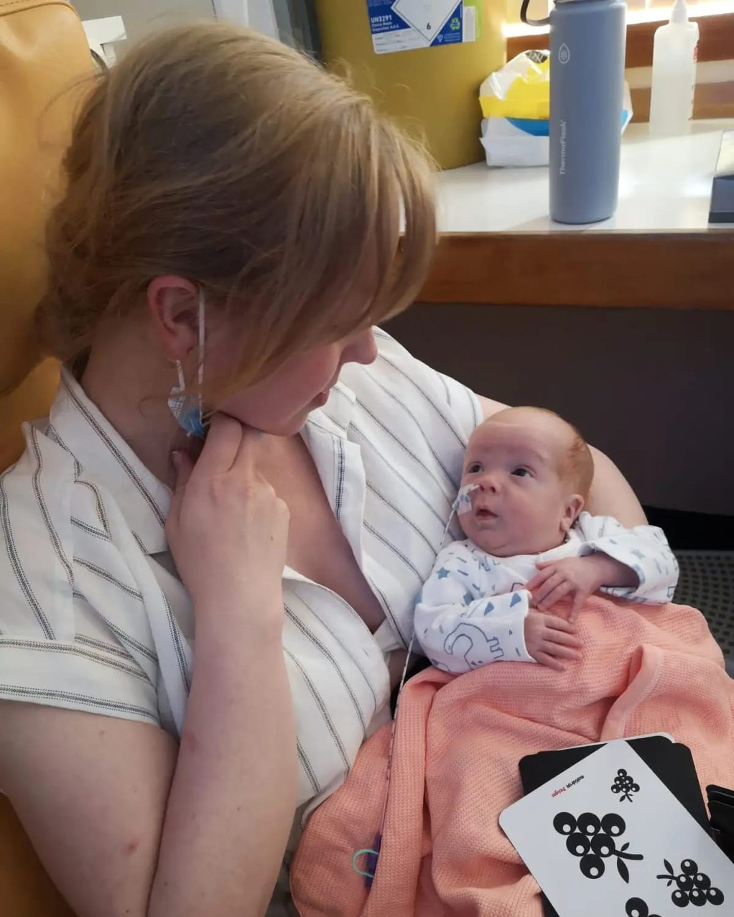 Stephanie Davidson holding baby Sebastian at the Neonatal Unit in Aberdeen.