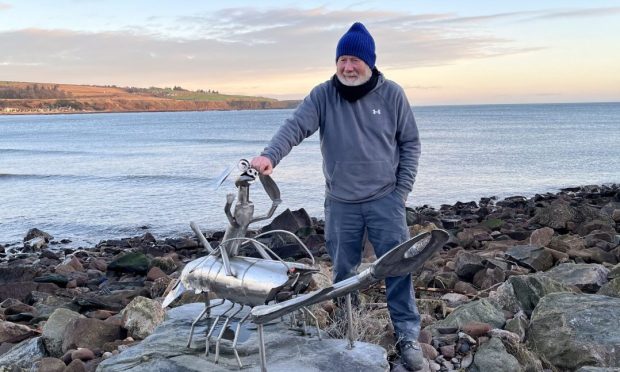 To go with story by Ben Hendry. Sculpture news  Picture shows; new Stonehaven sculpture. Stonehaven. Supplied by Ramon Waters Date; 19/12/2023