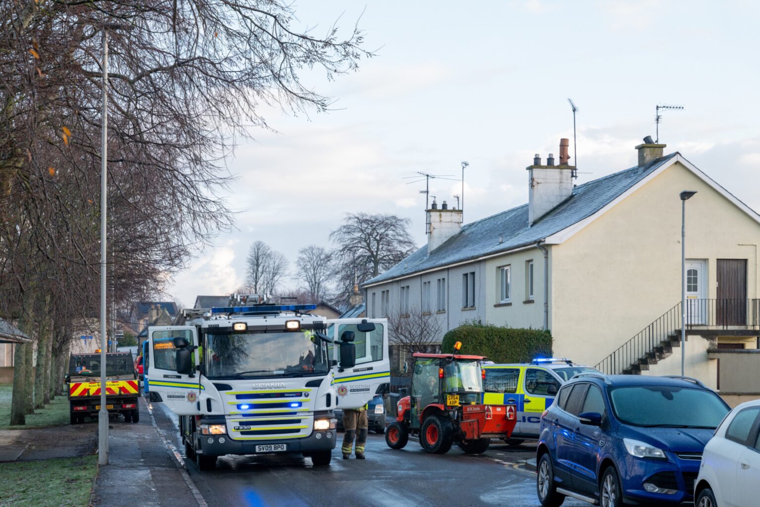 Emergency Services Respond To A Lorry Hitting A Residential Building