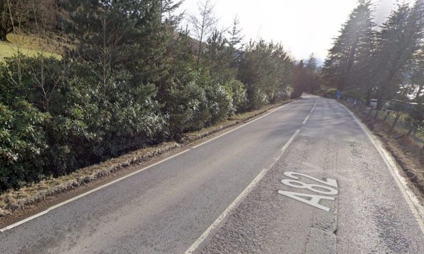 A82 at Invergloy, where an accident led to seven people being taken to hospital on Christmas Eve.