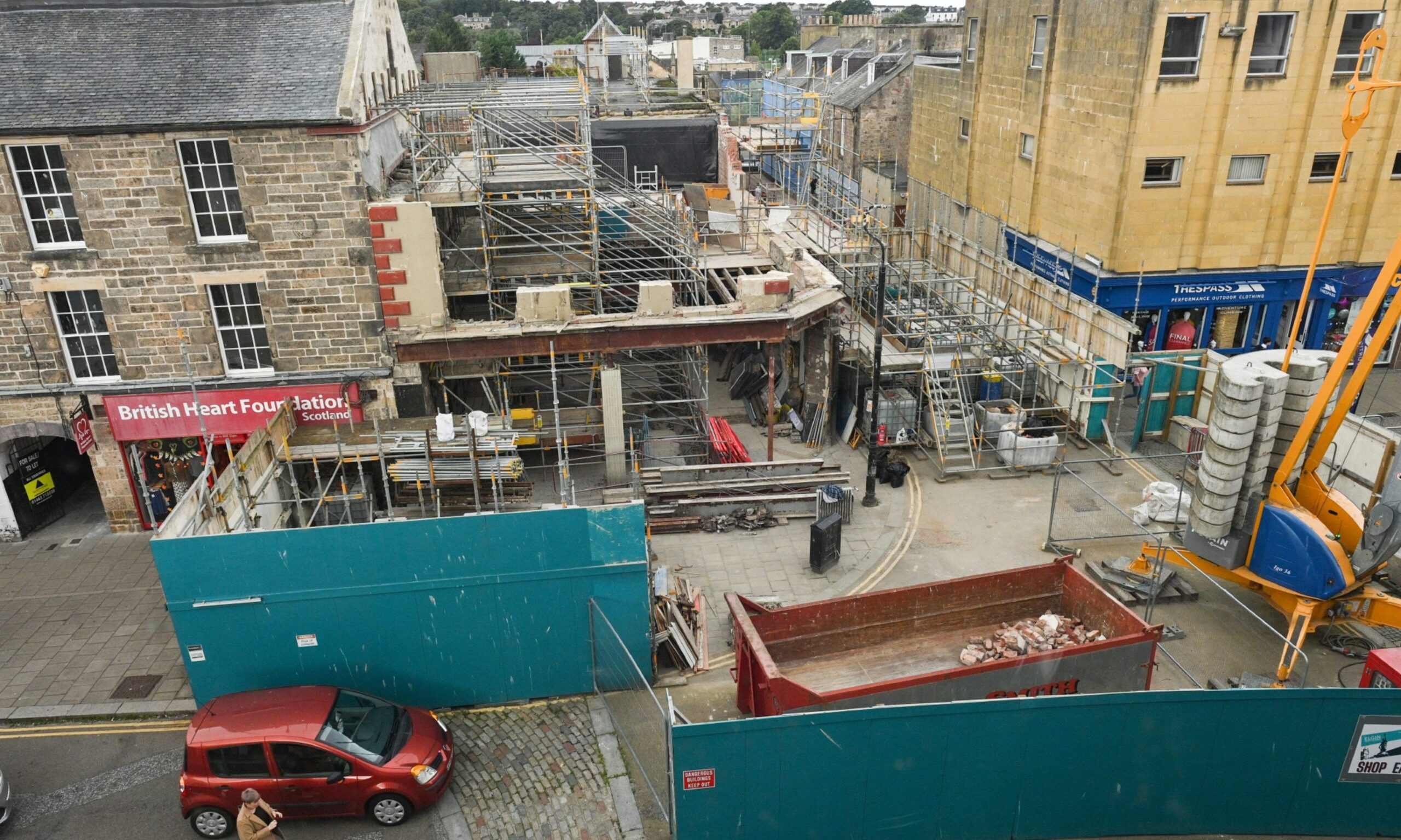 Deconstructed Poundland building viewed from above. 
