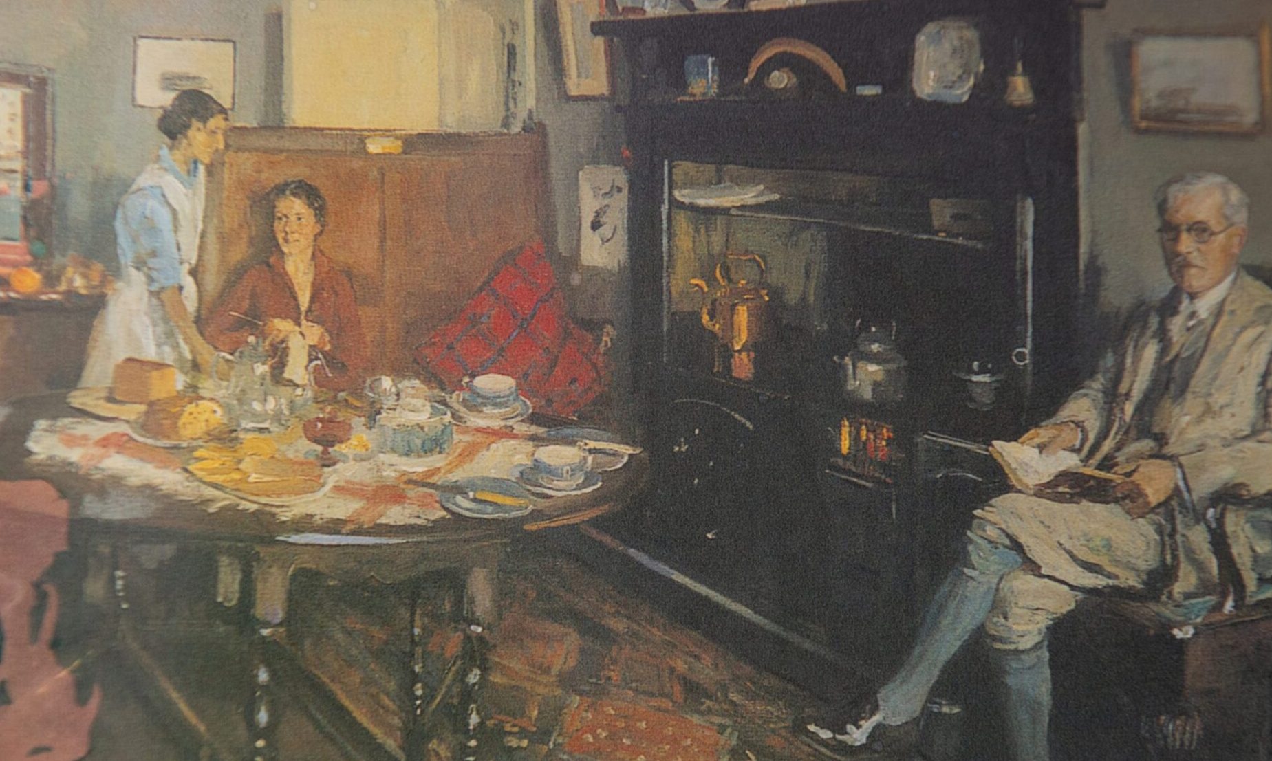 Painting of Ramsay MacDonald in kitchen at Hillocks 