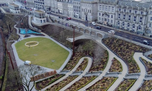 Union Terrace Gardens from the Aberdeen sky, on December 13 2023. Image: Kenny Elrick/DC Thomson