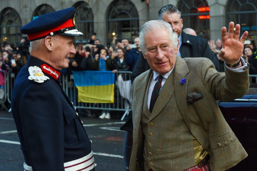 The Lord Lieutenant welcomed King Charles to the Town House in October 2022. Image: Kenny Elrick/DC Thomson