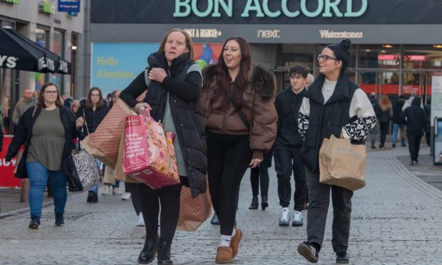 Boxing Day shoppers in Aberdeen.