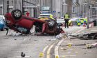 The crash invoving George 'Brain' Alden's red Citroen C4 occurred at around 1:39am on Crown Street, Aberdeen. 
Image: Kami Thomson/ DC Thomson.