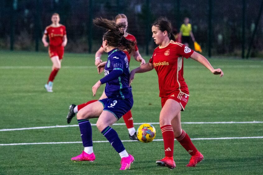 Aberdeen FC Women defender Kiera MacPherson in action in a SWPL match.