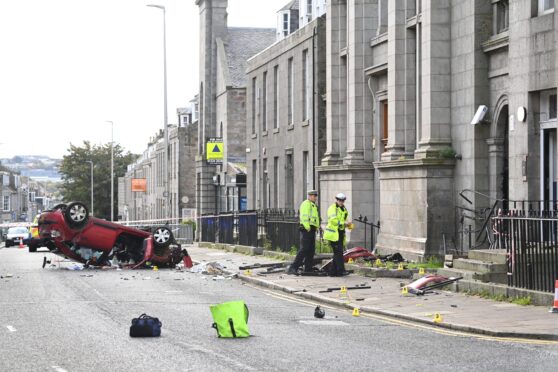 George 'Brian' Alden denies endangering the life of his former partner by crashing his Citroen on Crown Street, Aberdeen. Image: Kami Thomson/ DC Thomson.