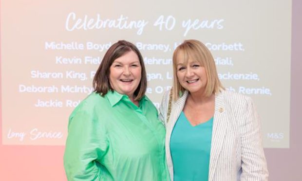 Lorraine Mackenzie and Sharon King were celebrated for their service to M&S. Inverness. Image: Red Consultancy