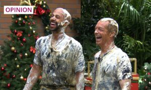 Marvin Humes (left) and Nigel Farage on this year's I'm a Celebrity. Image: ITV/Shutterstock