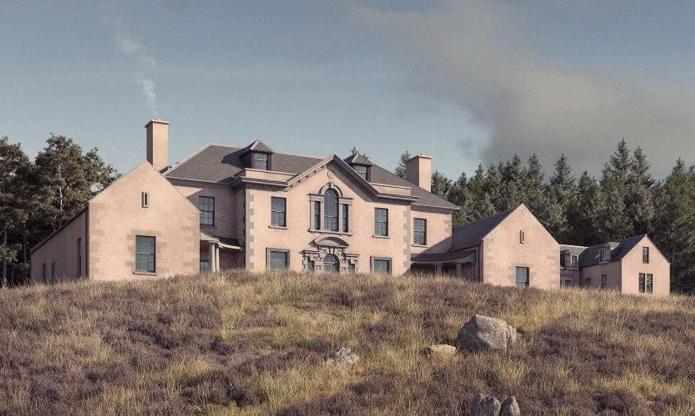 Digital rendering of design of mansion proposed for Abergeldie Estate.
