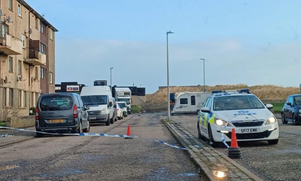 The police cordon in Torry.