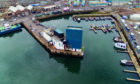 Aerial shot of Peterhead Port.