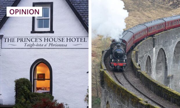 The Prince's House Hotel in Glenfinnan and the Jacobite Steam Train, aka the Hogwarts Express.