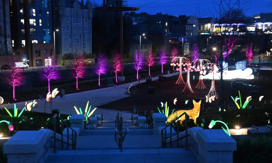 Grass was not laid in Union Terrace Gardens until Aberdeen's light festival Spectra had been held in February. Image: Paul Glendell/DC Thomson