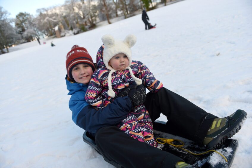 Maisie and Mitchel Taylor enjoyed the snow on Boxing Day in the Cairngorms. 