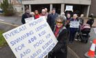 Objectors staged a protest to the plans outside Highland Council's headquarters in Inverness today. Image: Sandy McCook/DC Thomson
