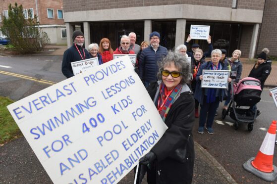 Objectors staged a protest to the plans outside Highland Council's headquarters in Inverness today. Image: Sandy McCook/DC Thomson