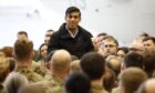 Prime Minister Rishi Sunak during a visit to RAF Lossiemouth military base in Moray, Scotland. Image: PA.