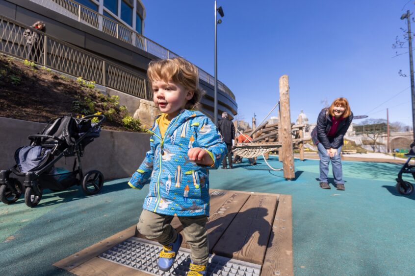 Toddler Isaac puts the Union Terrace Gardens playpark through its paces. Image: Scott Baxter/DC Thomson 
