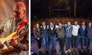 Pictures of Skipinnish and Malcolm Jones performing on stage.