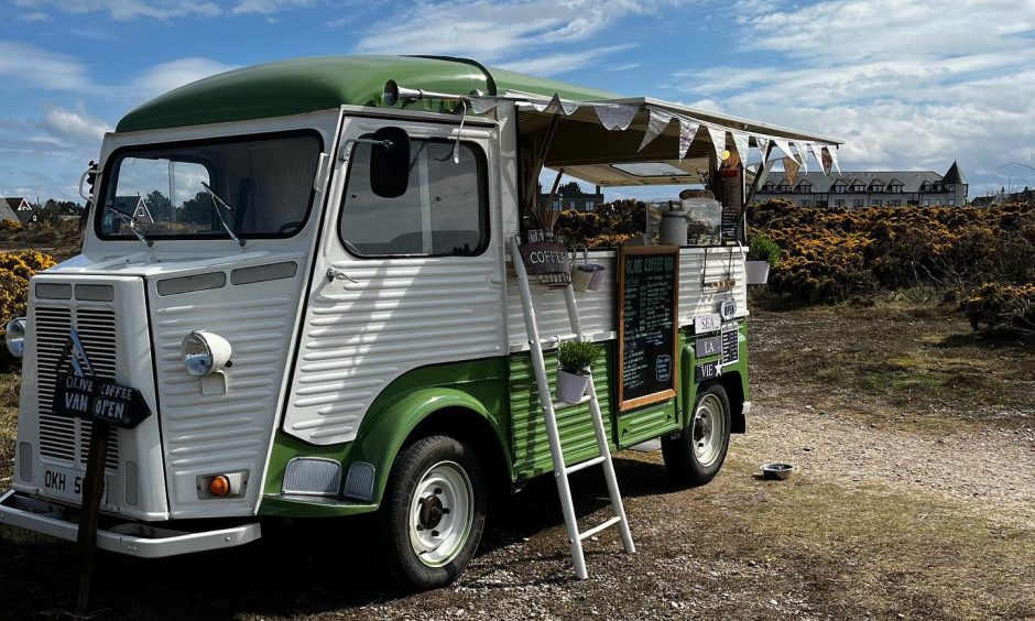 Olive vintage coffee van operated by The Olive Tree Kitchen.