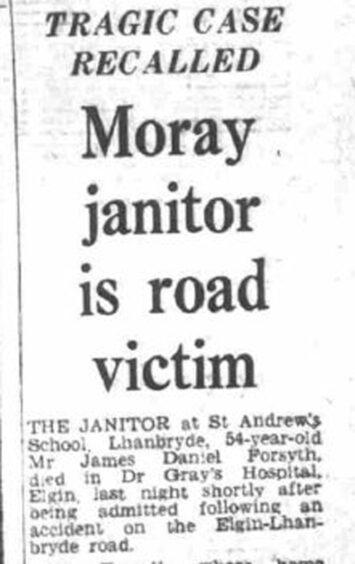Press and Journal headline reads: Moray janitor is road victim.