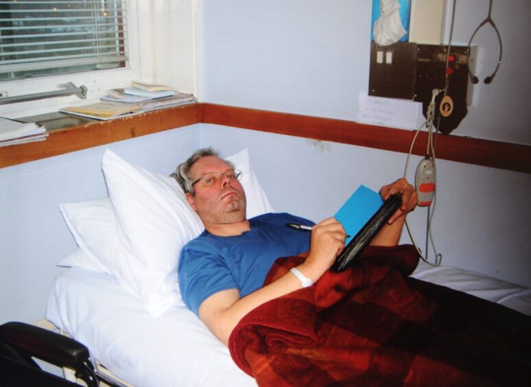 A photo of Bernie in hospital