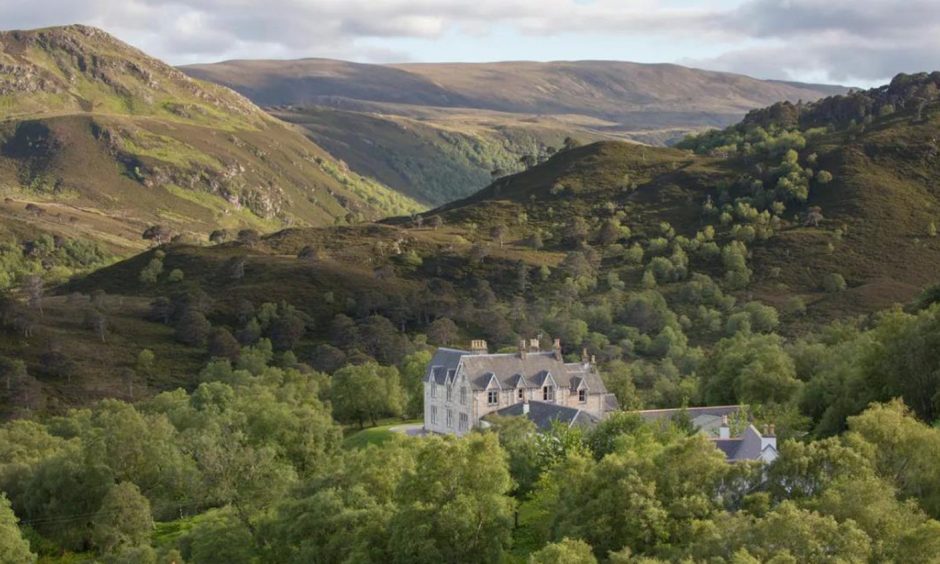 Aerial view of Caledonian Lodge which sits on a vast estate.