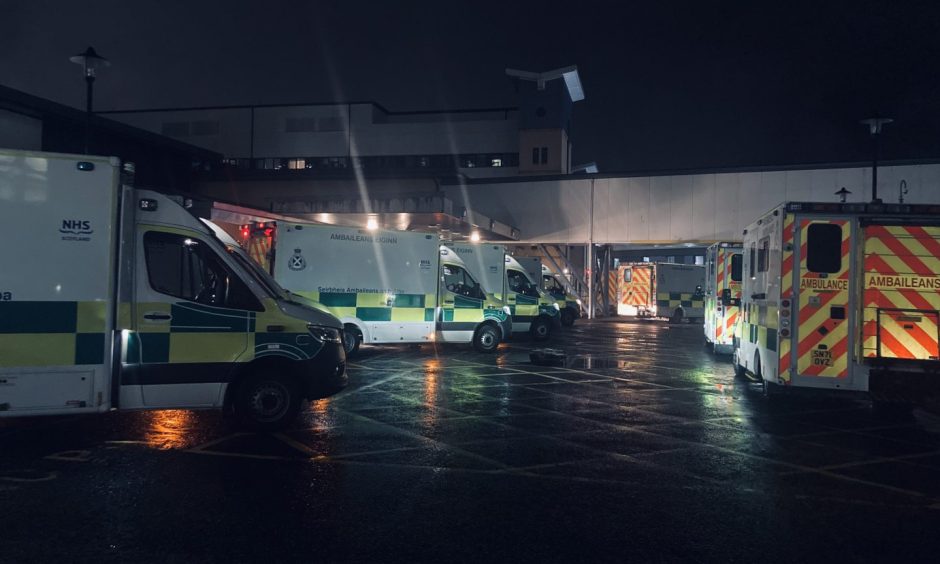 Ambulances queued outside Aberdeen Royal Infirmary