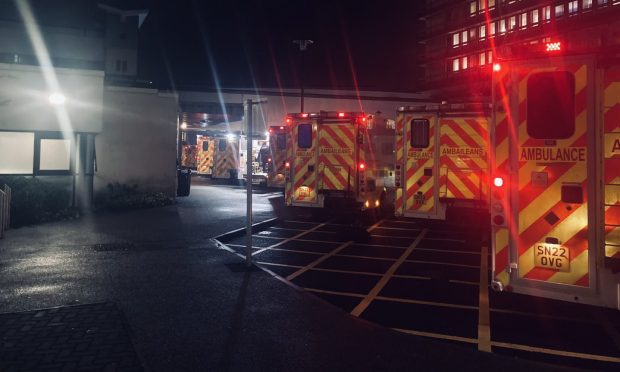 Ambulances parked up outside Aberdeen Royal Infirmary. Image: DC Thomson.