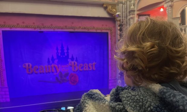 Panto review - Ruaridh looking over the balcony at Beauty & the Beast at the Tivoli theatre, Aberdeen