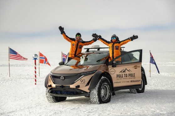 Aberdeen couple Julie and Chris Ramsey drove from the North to the South Pole entirely in an electric vehicle. Image: Pole to Pole EV/Facebook.