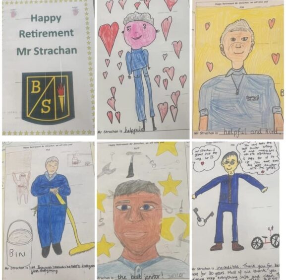 Buchanhaven school pupils drew pictures of their beloved janitor. Image: Buchanhaven Primary School