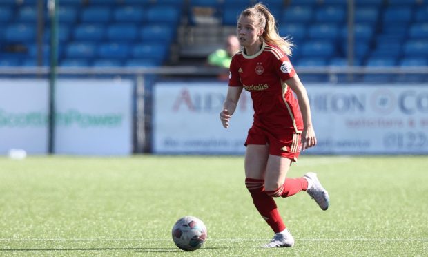 Aberdeen FC Women defender Chloe Gover in action in a SWPL match at Balmoral Stadium.
