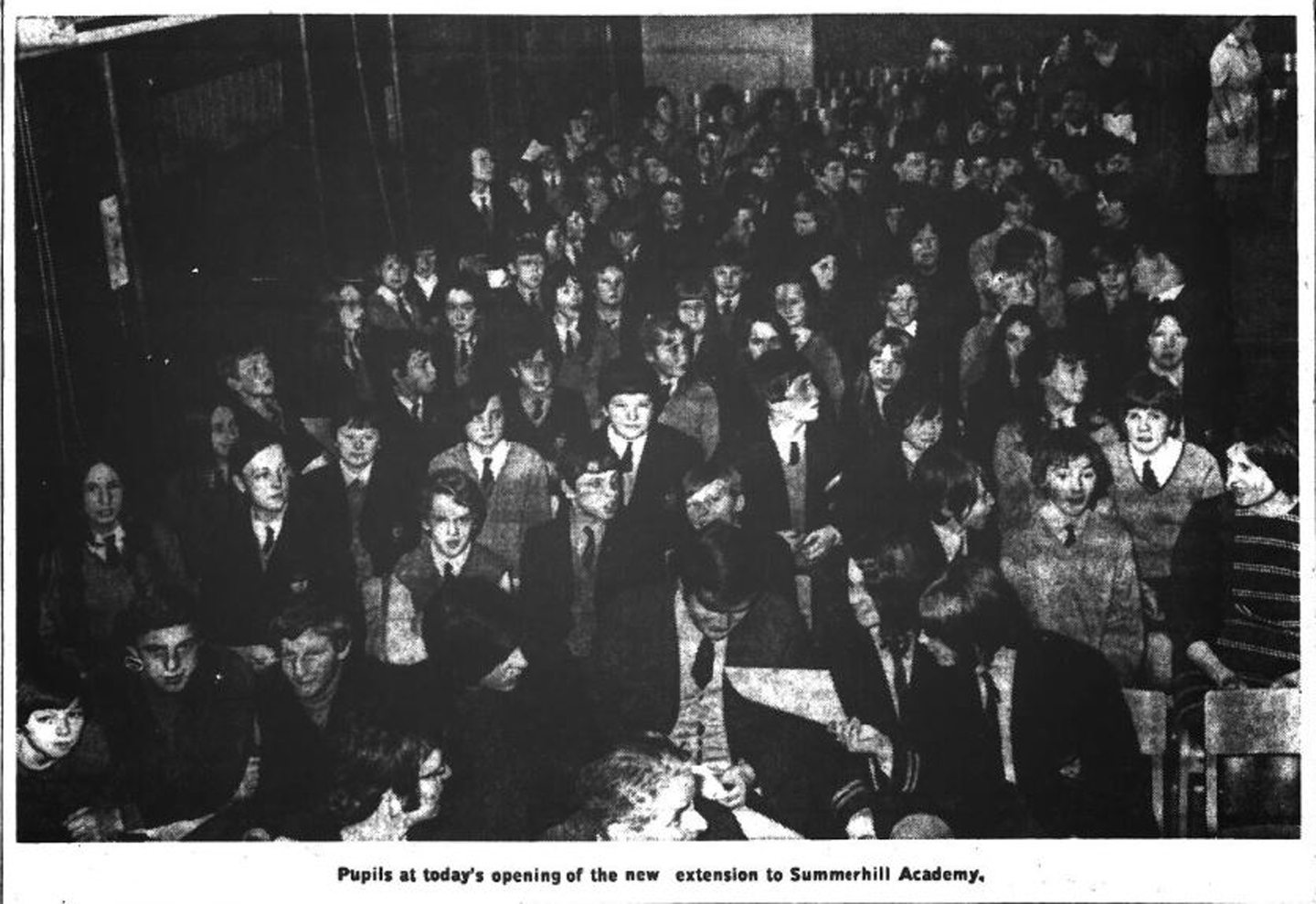 Summerhill pupils during the 're-opening' ceremony in 1970. 
