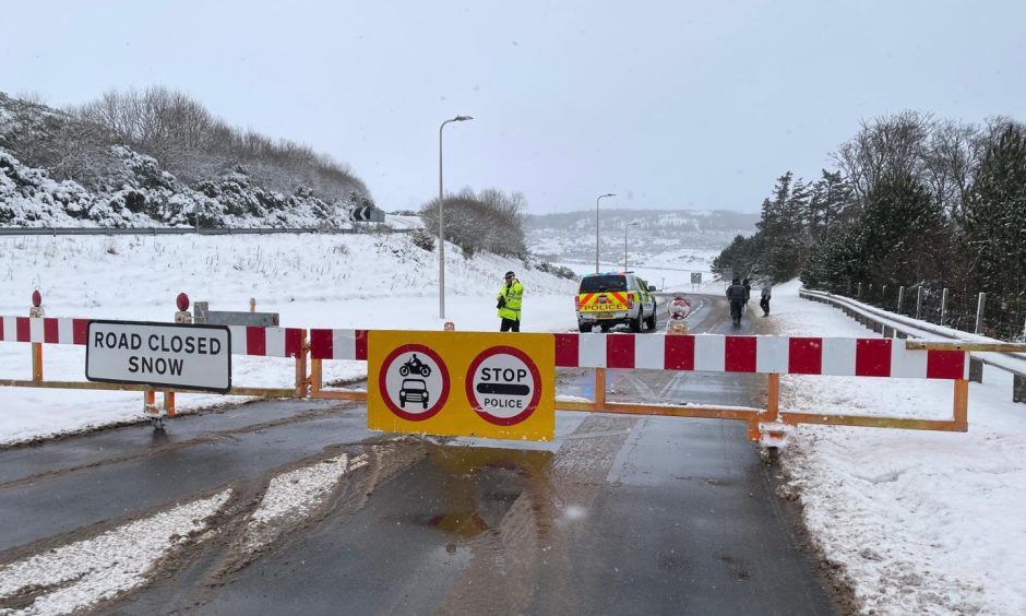 Snow gates closed at A9.