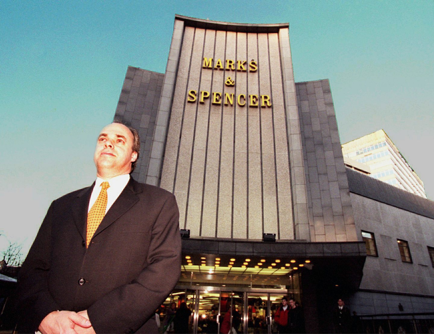 Marks and Spencer manager Ian Stott outside the Aberdeen store at Christmastime
