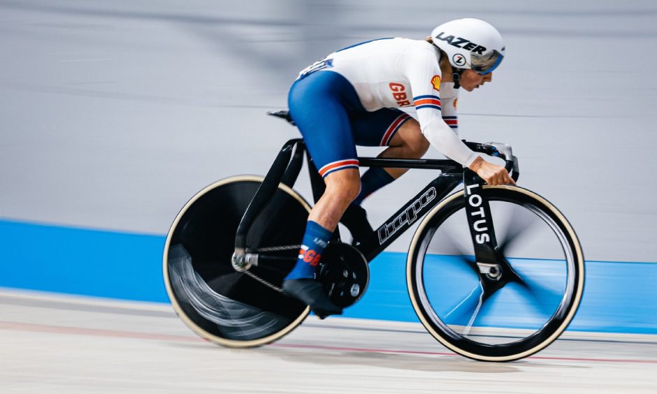Track cyclist Neah Evans in action at the European Championships in the Netherlands.