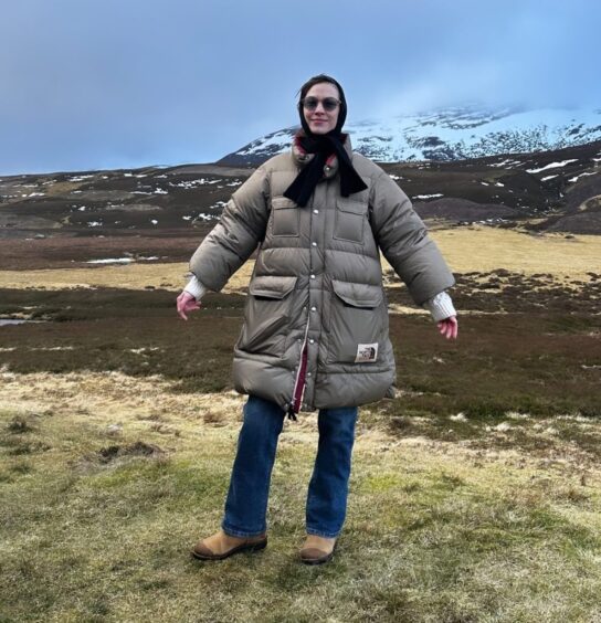 Alexa Chung in the Cairngorms before the Burns supper.