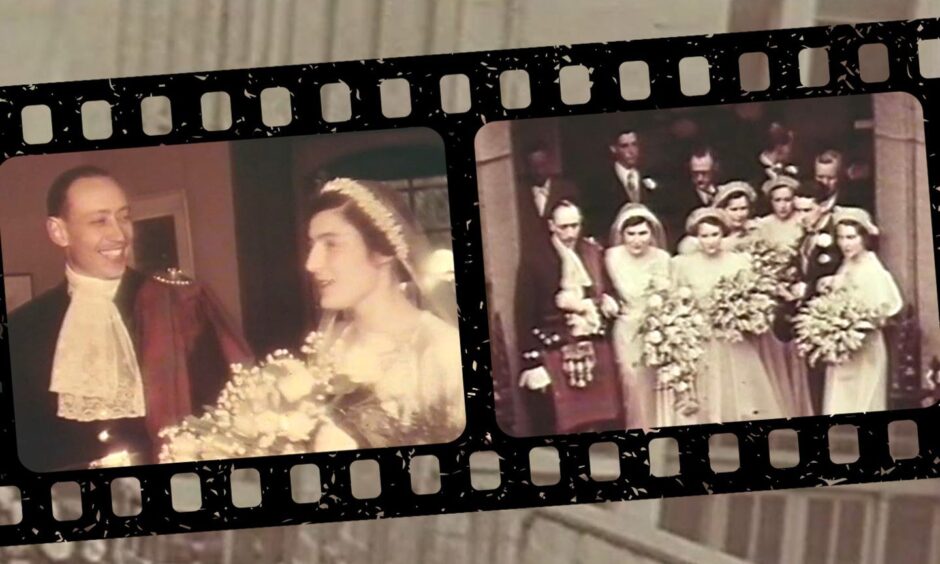 Rare film survives of the Aberdeen society wedding of 1937, that of Lord Provost's daughter Marjorie Watt, with dashing second cousin, Hamish Robertson. Image: Watt Family/Mhorvan Park