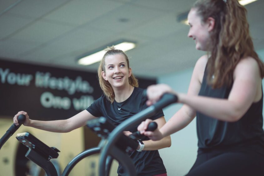 Two girls in the gym at Aberdeen Sports Village