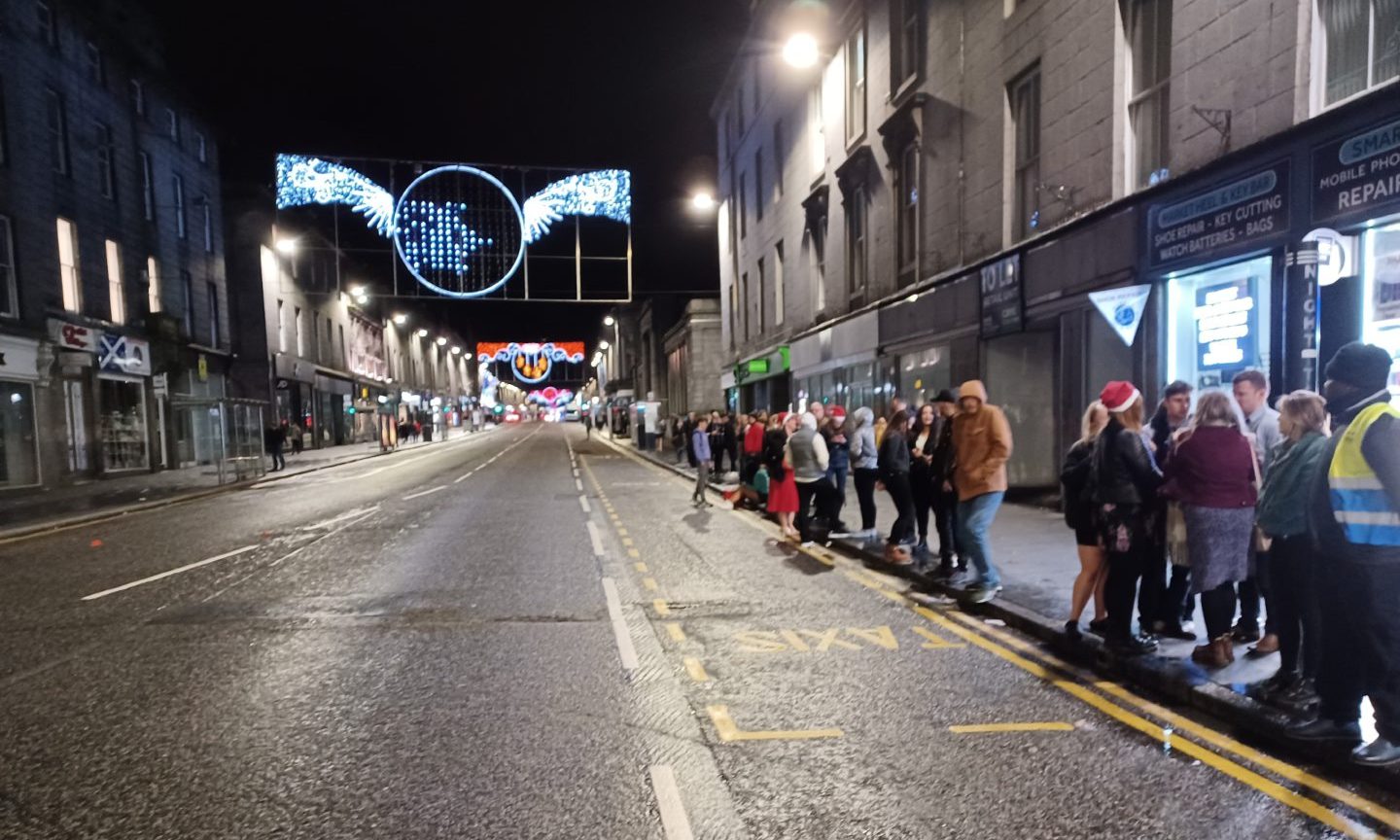 Queues for taxis on Union Street in Aberdeen in December 2022. Image: DC Thomson