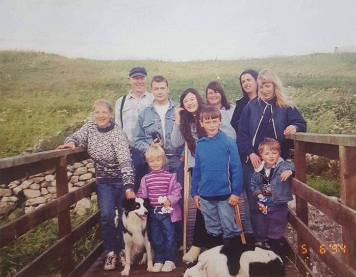 Leona Gear and Robert Smith with family on Foula in 2001