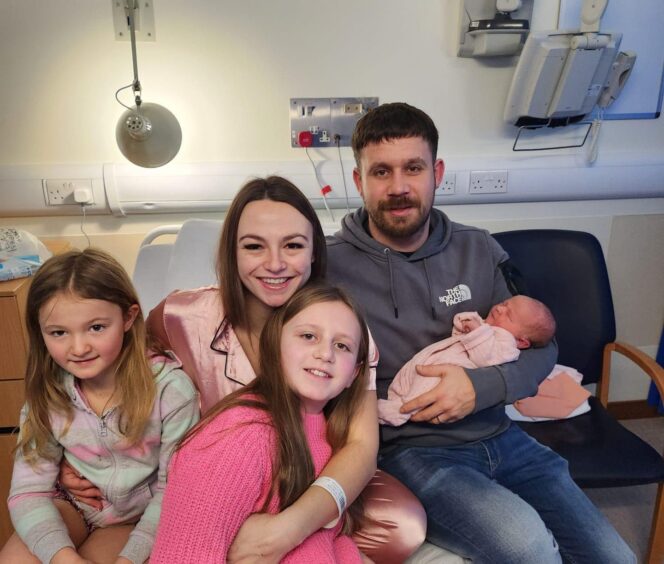 The Presslie family with newborn Bonnie-May Duffy Dawn Presslie. 