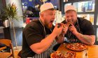 Highlands' strongest men Luke (left) and Tom (right) Stoltman have created their own pizza. Image: Sutor Creek Cafe