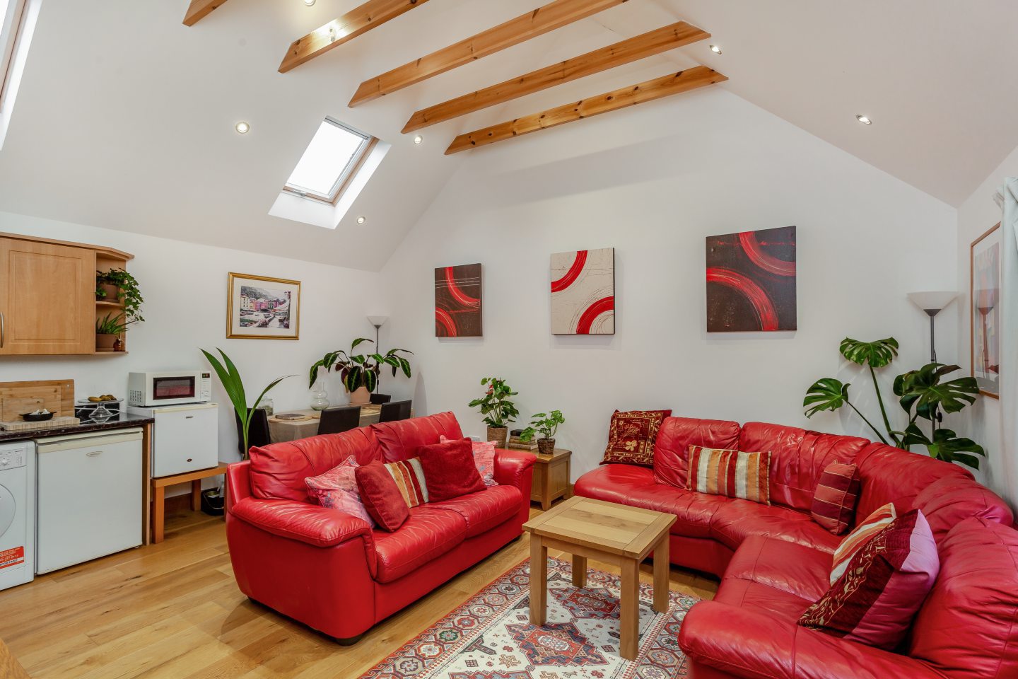 The cottage near Aberdeen has an amazing vaulted open plan living area. 